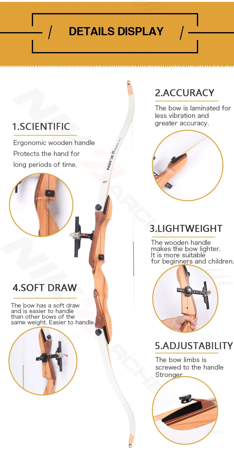 Elong Archery Wooden Recurve Bow For Target Shooting Youth Bow 48 ...