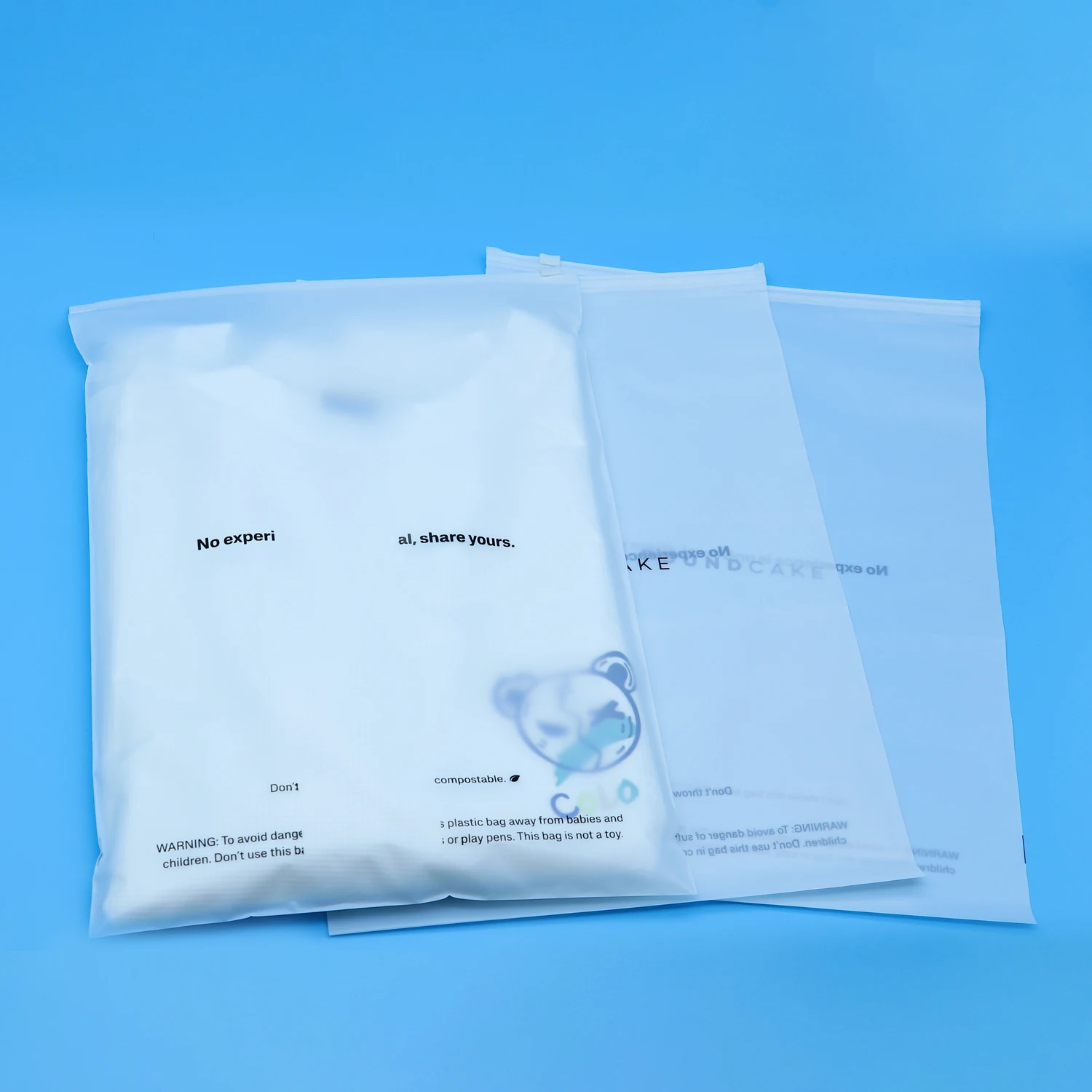 GRS Custom Frosted Ziplock Bag for Clothing 100% Biodegradable Zipper Plastic Bags clear with logo Frosted Bags for Clothing