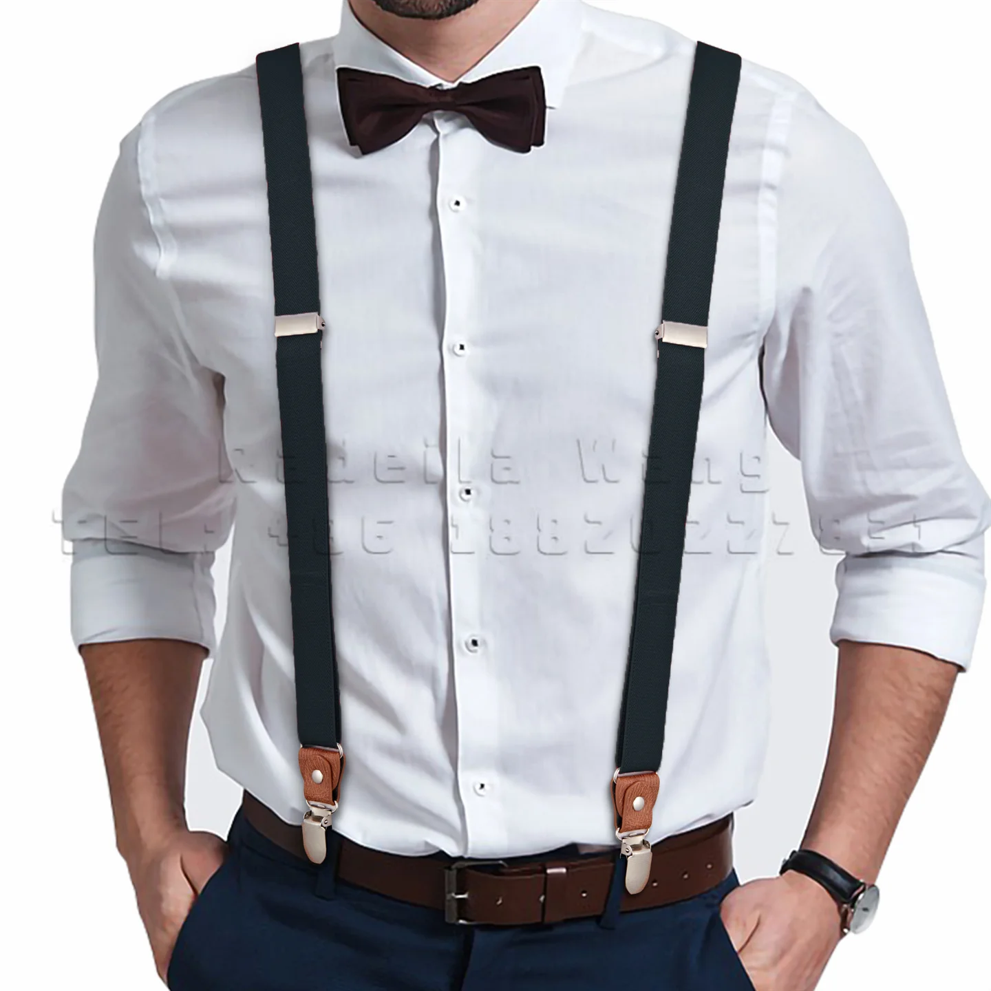 Suspender Belt Mens Men's Fashion Leather End Suspenders