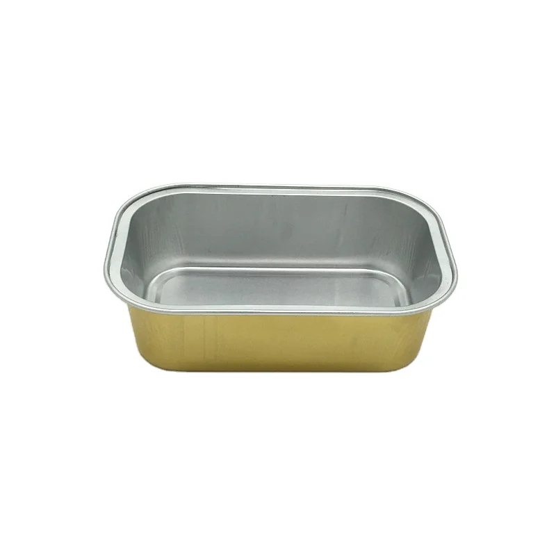 C290 Laris 290ml Wadah Aluminium Foil Sekali Pakai Persegi Panjang Berwarna Emas dengan Ukuran Custom untuk Pemanggangan dan Pengemasan Makanan dengan Foil