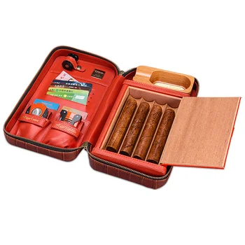 CIGARLOONG Personalized Multifunctional Cowhide Cigar Humidor Portable Cigar Case box