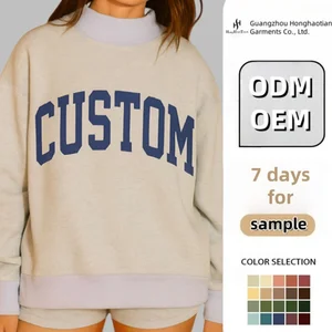 ODM Custom Logo High Quality Blank Stitch Plain 100% Cotton French Terry Varsity Oversized Women Reversible Mock Neck Sweatshirt