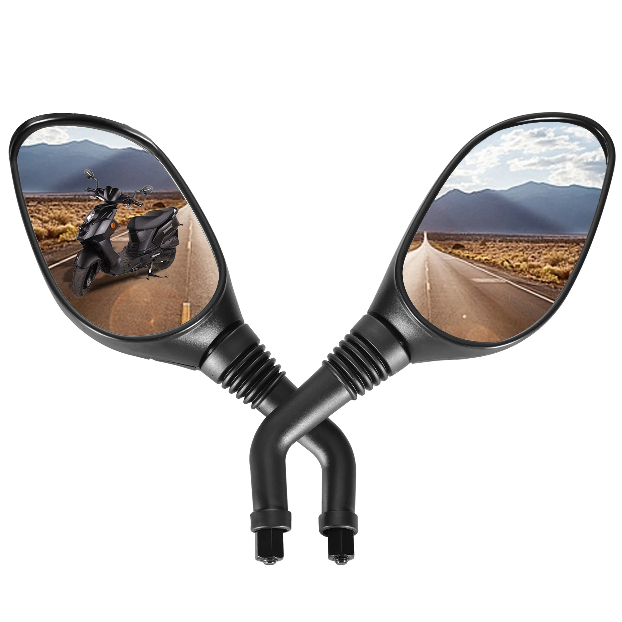GOOFIT Specchietto Retrovisore Universale Moto E Bici - 8mm Filetto - Sostituzione Per Scooter 50cc-250cc, Pit Bike, ATV - Nero