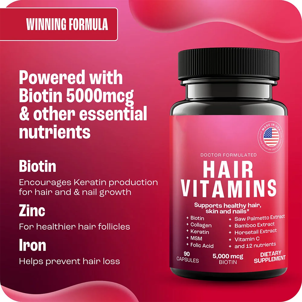 Hair Growth Vitamin Supplements 5000mcg Collagen Biotin Capsules Hair Vitamins For Women Hair 2183