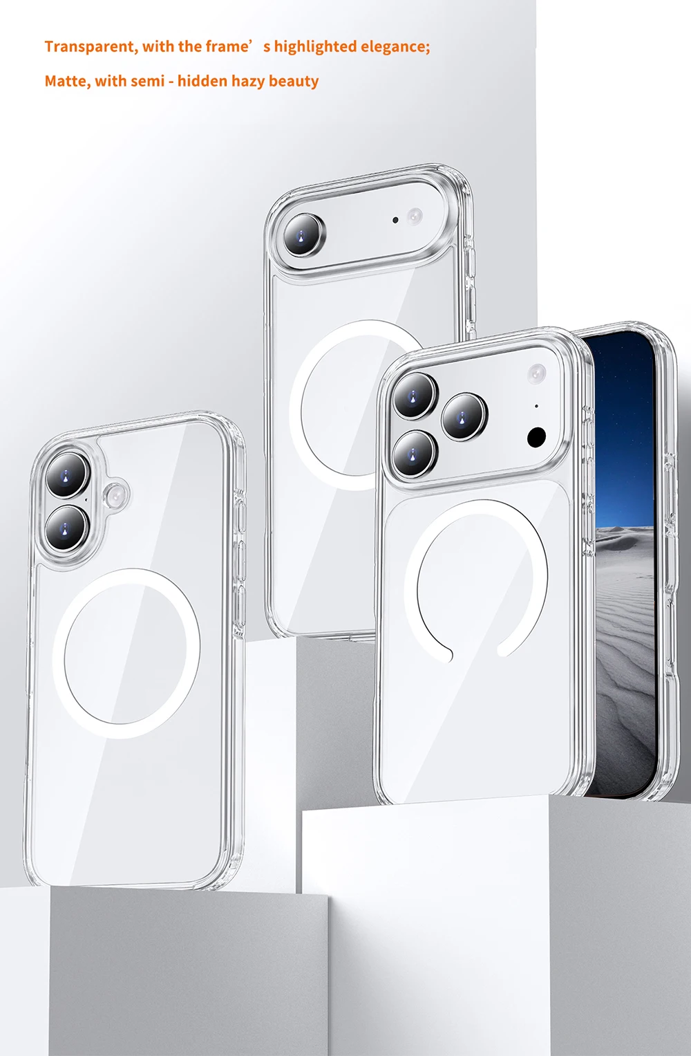 product laudtec clear magnetic phone cases for iphone 17 air 16 15 pro max shockproof luxury simple protective cover custom logo sjk1095-10