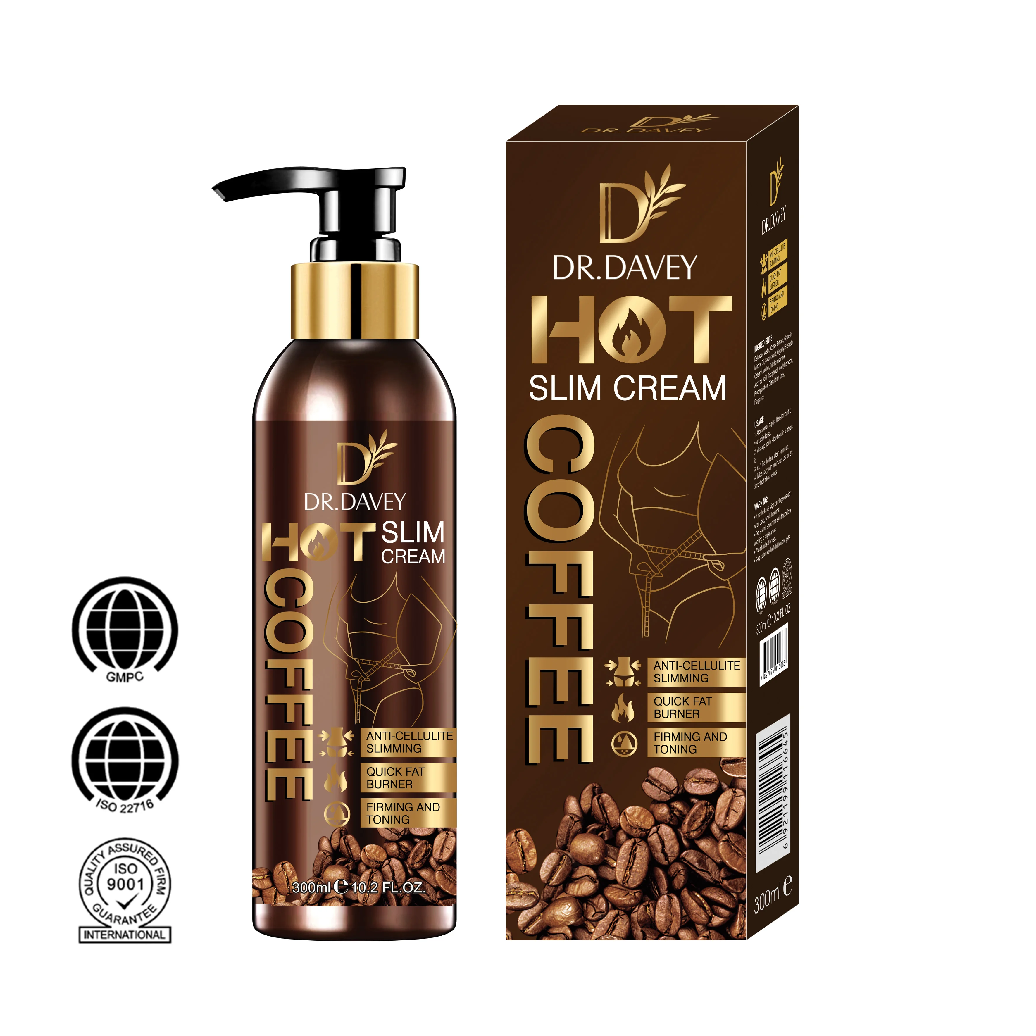 Крем для похудения DR.DAVEY, крем для быстрого сжигания жира, укрепляющий кожу, Кофейный аромат, сжигающий жир крем 300 мл