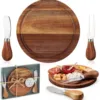 Scatola regalo rotonda in legno di acacia