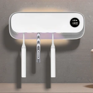 Smart Wall Mounted UV Toothbrush Sterilizer with Clock Time Display Convenient Sanitizer Holder