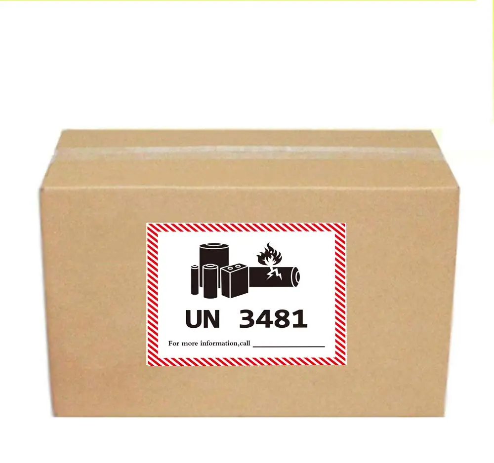 UN3481 Batterie Autocollants Expédition Blanc Noir 4.68 X 4.29 Pouce Set 100