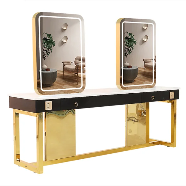 Мебель для салона красоты с лампой Золотая одежка зеркало