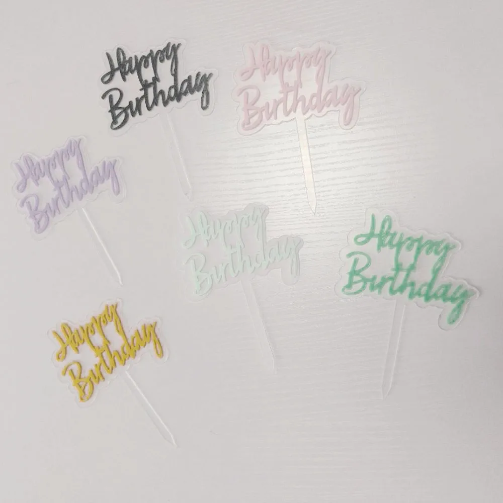 Cartes De Decoration De Gateau Patisserie En Or Rose Double Cartes De Joyeux Anniversaire Transparentes En Acrylique Plug In Pour Dessert De Table Decoration De Style Tendance Buy Bake Cake Decoration Card Double Transparent Acrylic Happy