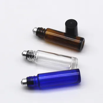 Empty Perfume 5ml 10ml Clear Attar Glass Essential Oil Roller Bottles With Aluminium Alloy Steel Roller Ball Customized