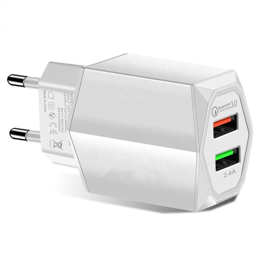 
2020 Новая акция подарок QC3.0 настенное зарядное устройство с двойным USB портом адаптер для путешествий 5V/2.4A 9В/1.8A 12V/1.5A 