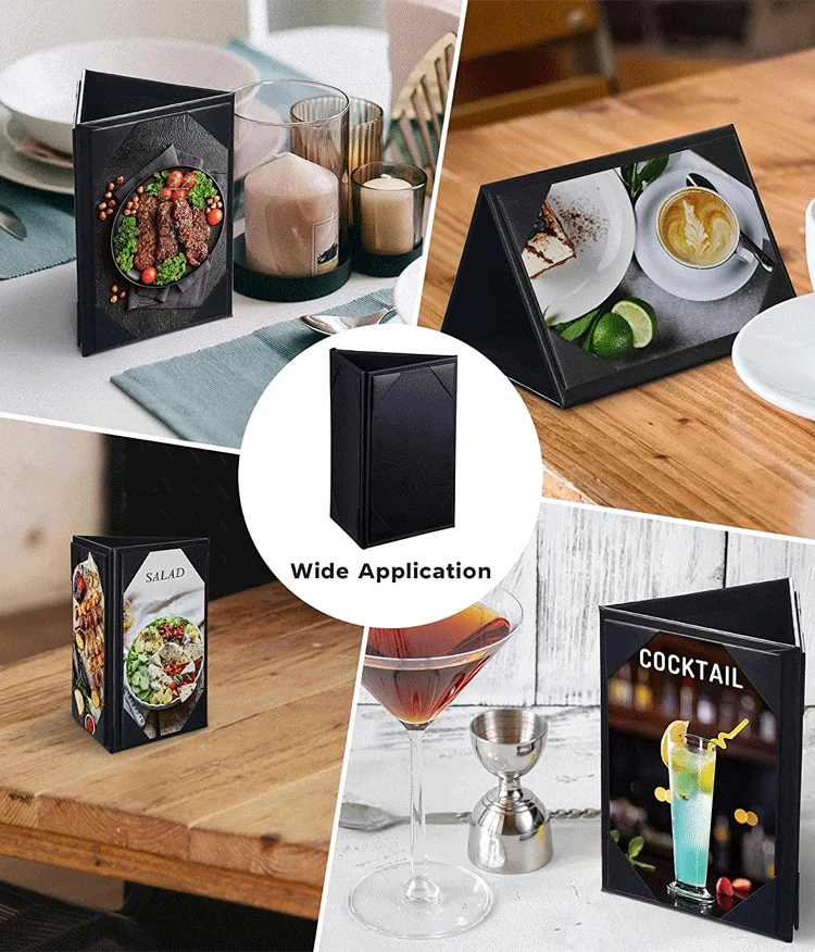 Pu Hotel Multifunctional Leather Triangle Menu Holder Corkmenu Holder