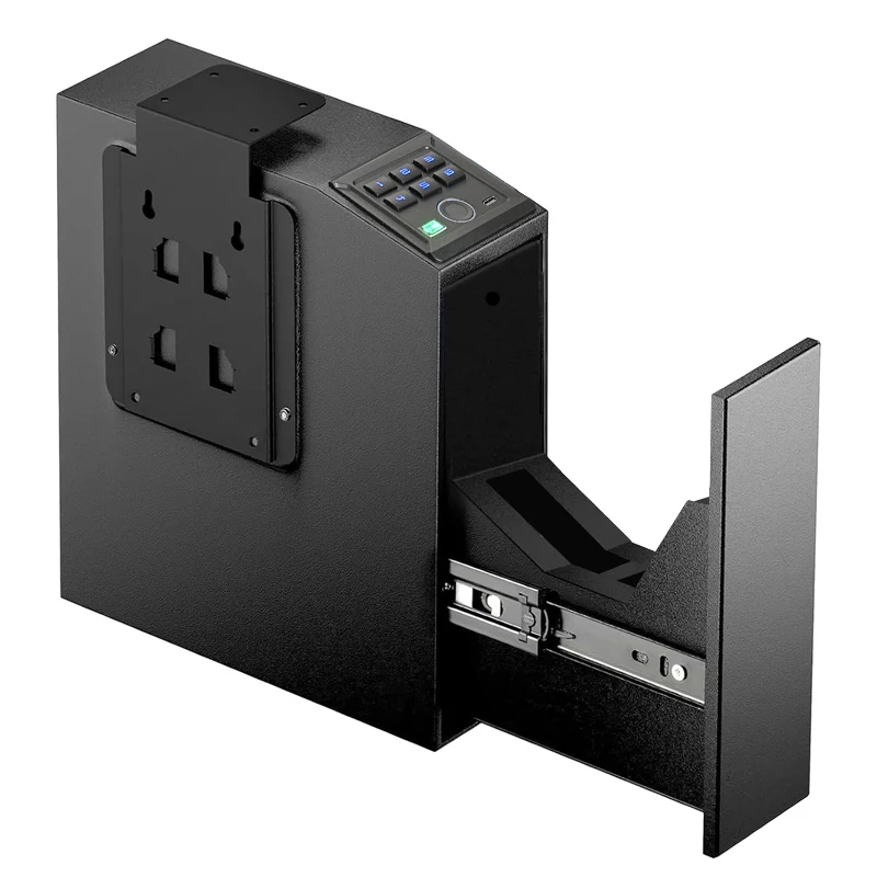 T9 New Mounted Nightstand Hand Gun Safe and Pull Gun Safe Box with Fingerprint Password Key Gun Safes  for Home Office Security