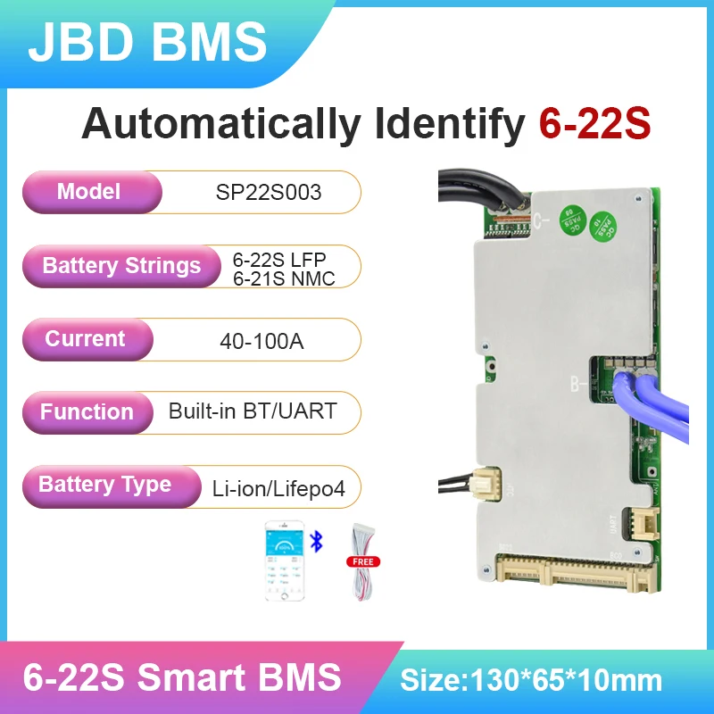 JiaBaiDa Smart BMS 7s Li-ion 8s 20s 16s 13s LiFePO4 40A 50A 80A 100A ...