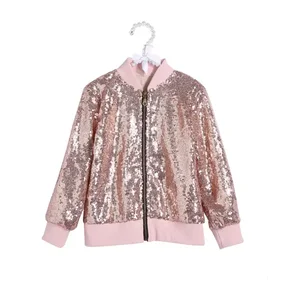Customizable New Fashion Style Flipping Sequin Girl Coats Sparkling Kids Winter Boy Bomber Glitter Jacket