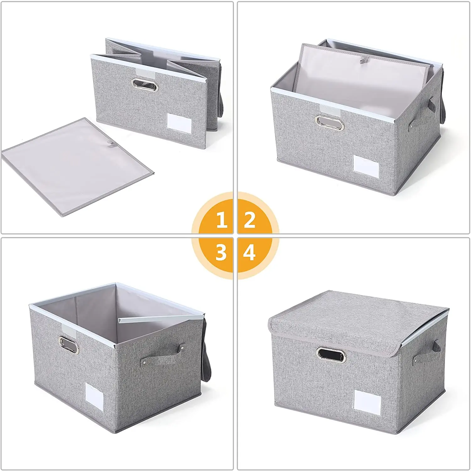 Foldable Linen Fabric File Storage Box Large Capacity Home Office Organizer Hanging Holder