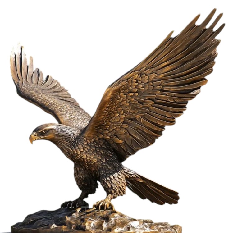 Custom Casting Copper Falcon Statue Large Flying Eagle Brass Sculpture for Garden Decor New Design Animal Metal Crafts