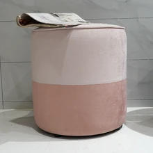 Velvet Stool Tufted Soft Ottoman Round Stool Pouffe Designer Ottoman Furniture Footstool Chair Foot Stool