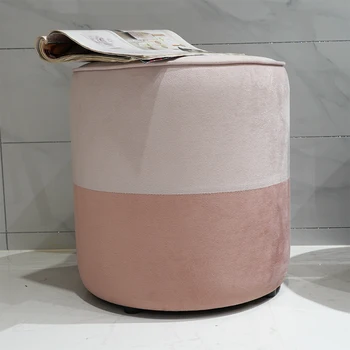 Velvet Stool Tufted Soft Ottoman Round Stool Pouffe Designer Ottoman Furniture Footstool Chair Foot Stool