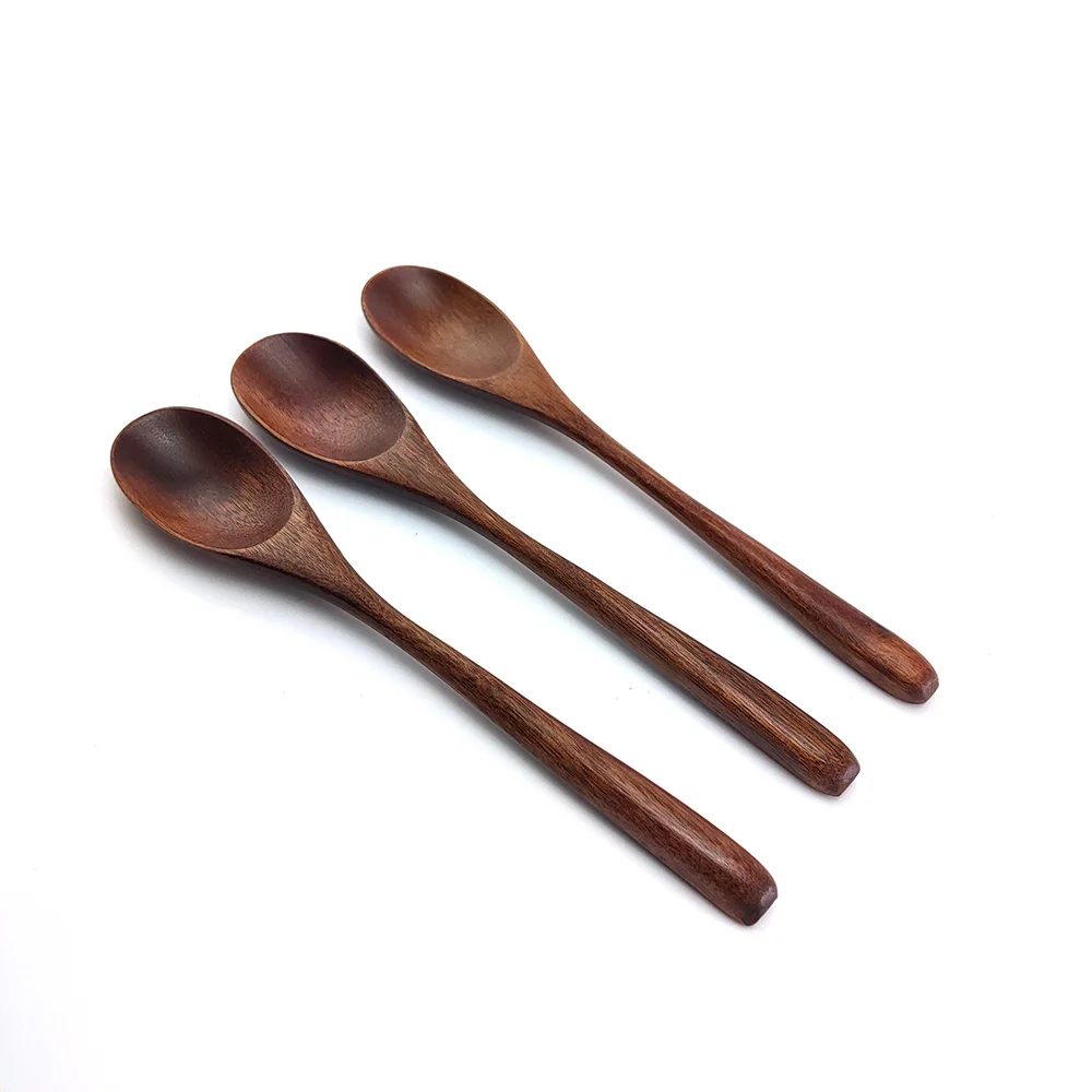 6 Pcs Wooden Spoon Bamboo Kitchen Cooking Utensil Tools Soup-Teaspoon-Tableware 