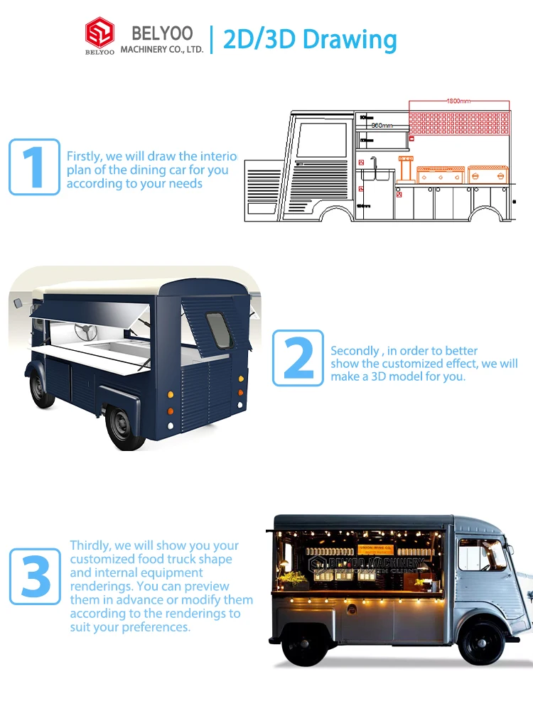 Custom Ice Cream Truck Mobile Canteens Snack Van Catering Trucks For