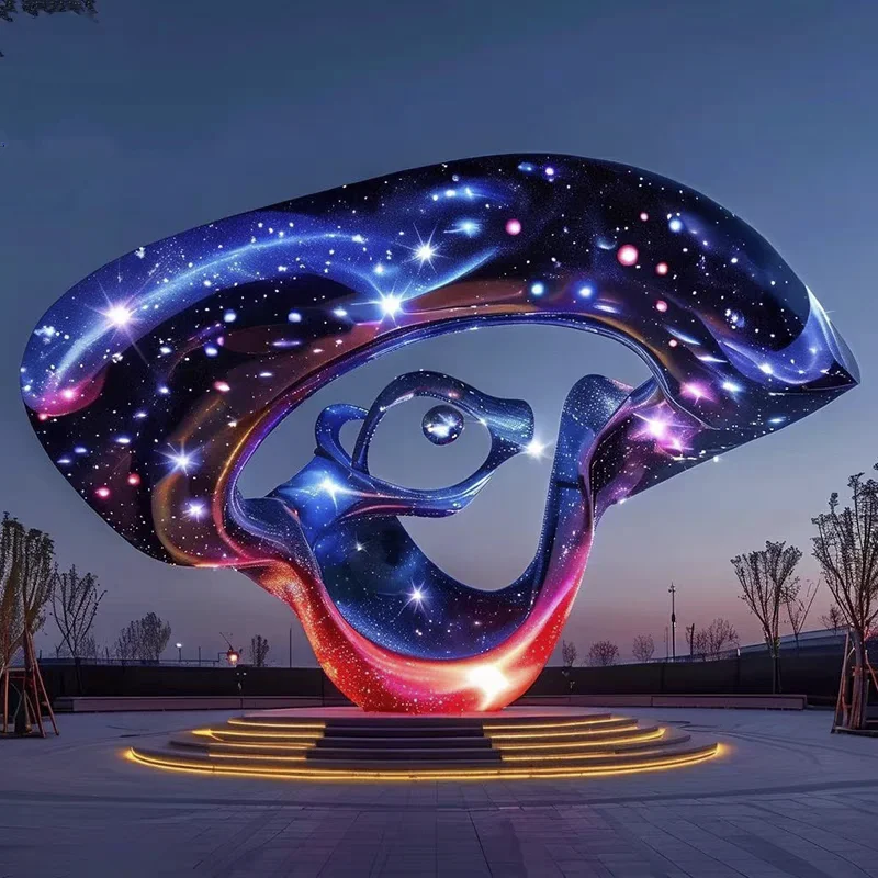 Wholesale Outdoor Home Decor Luxury Metal Modernist Abstraction Stainless Steel Swan Sculpture