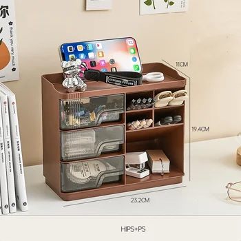 Hot Selling Plastic Desktop Stationery Storage Box With Drawer Stackable Office Organizers