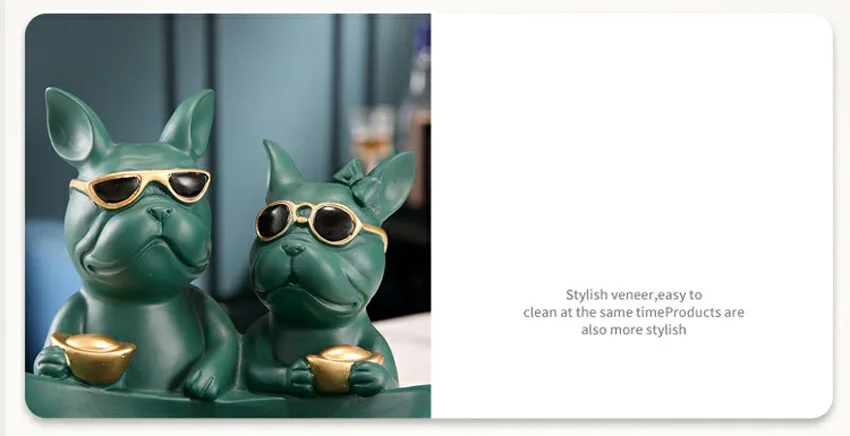 Creative Resin Lover Bulldog Dog Statue Animal Sculpture Storage Decoration Home Living Room Decor Housewarming Gift