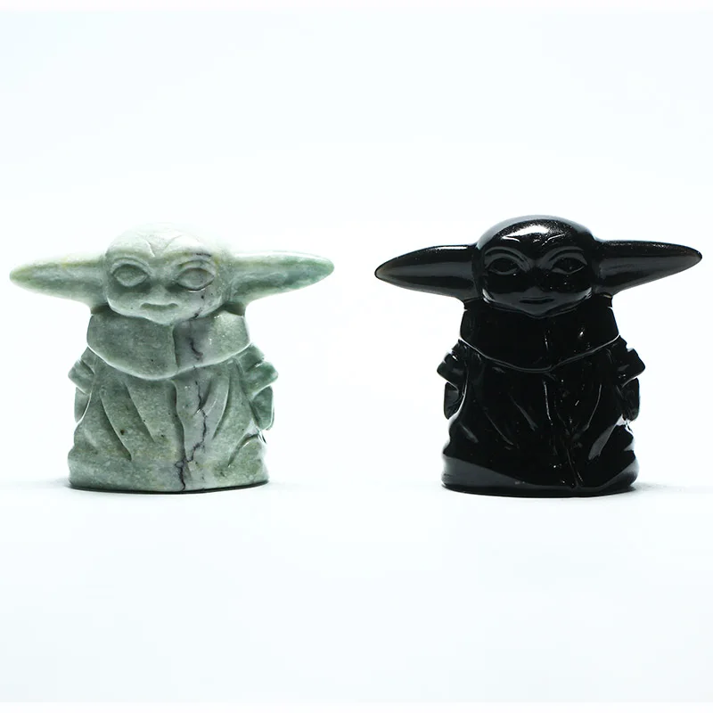 Toys Hobbies Tv Movie Character Toys Black Baby Yoda Obsidian Crystal Carved Yoda Figurine Crystal Stone Baby Yoda