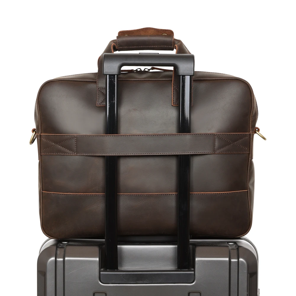 New Arrival Factory Custom Genuine Crazy Horse Leather 15.6 Inches Laptop Computer Bag Full Grain Leather Briefcase Business Bag
