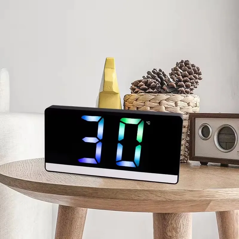 Auto Sleep Wake Function Voice Controlled with Display Time Temperature for Bedroom and Office Digital LED Mirror Clock