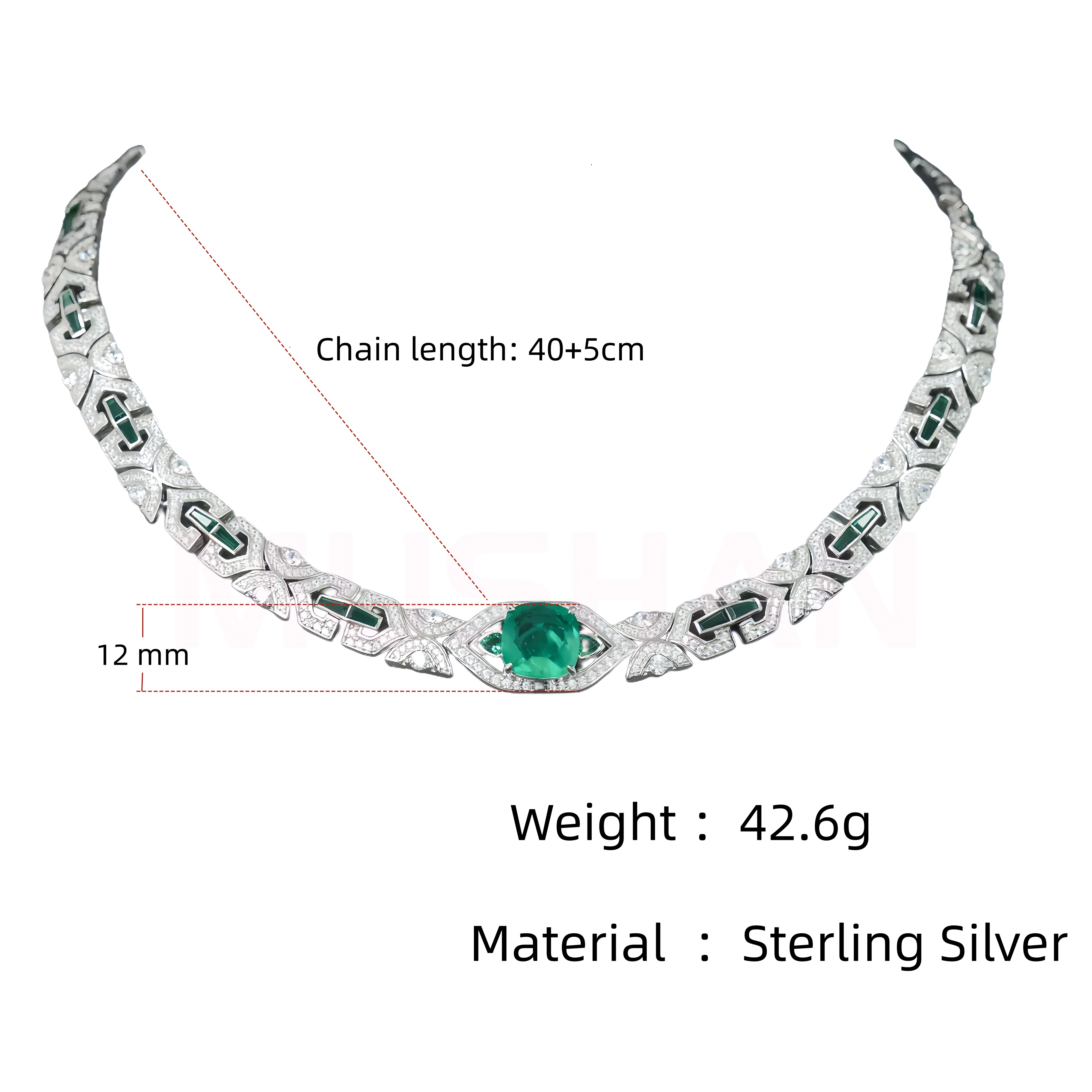 MUSHAN Jewelry Factory 925 Sterling Silver Chocker Necklace High Carbon Diamond and Musa Green Jewelry Women Clavicle Necklaces