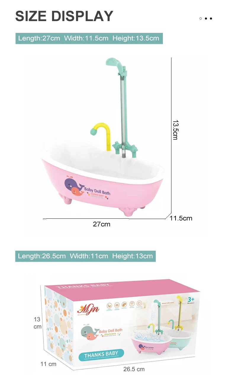 Educational plastic toddler pretend doll toy bath toys baby water game electric shower bathtub baby bath toys for kids