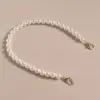 Chaîne de sac en perles beiges 8 mm - fermoir mousqueton doré