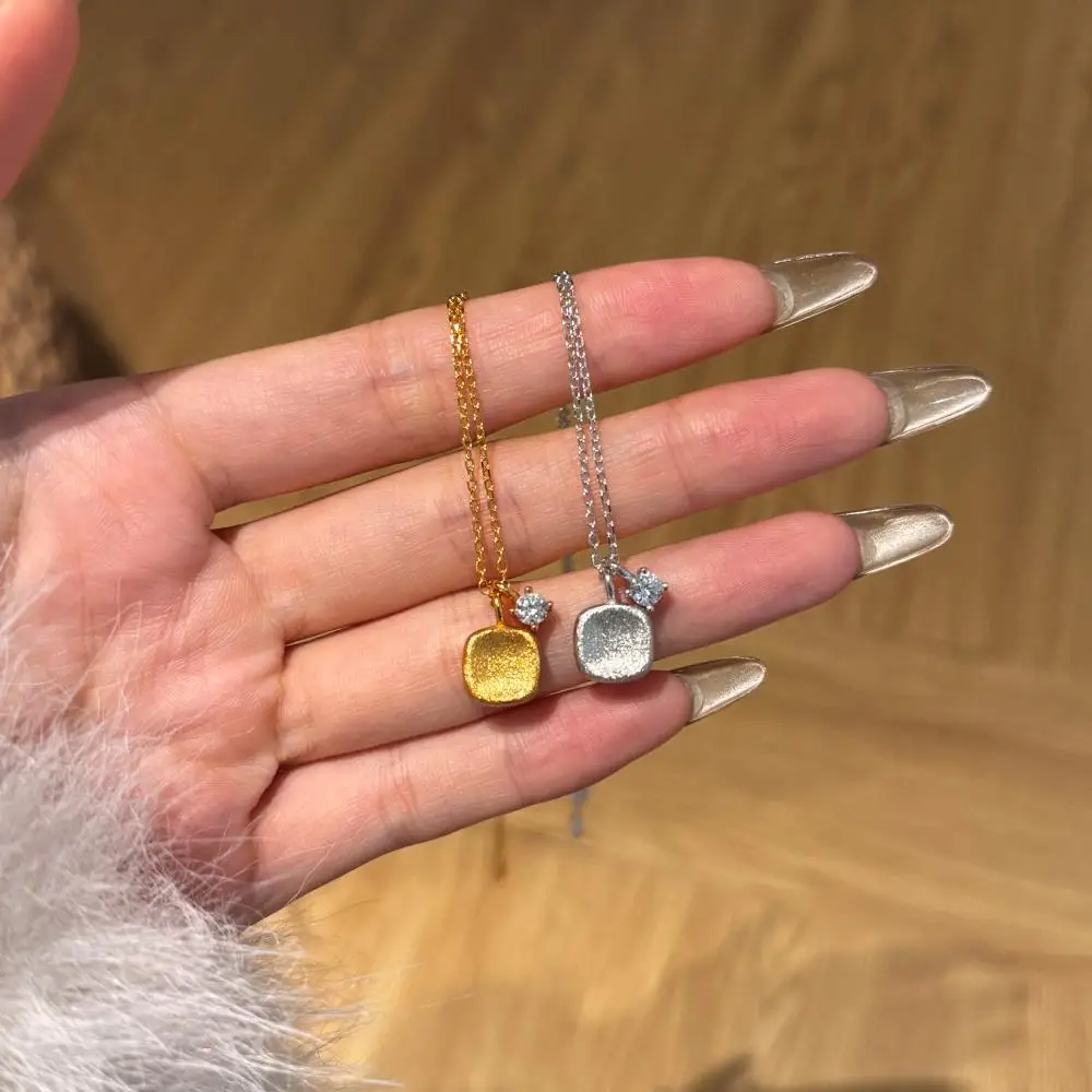 KAKODIY Ins new 22K gold plated jewelry 925 sterling silver small cube pendant necklace 5A zircon detail 6