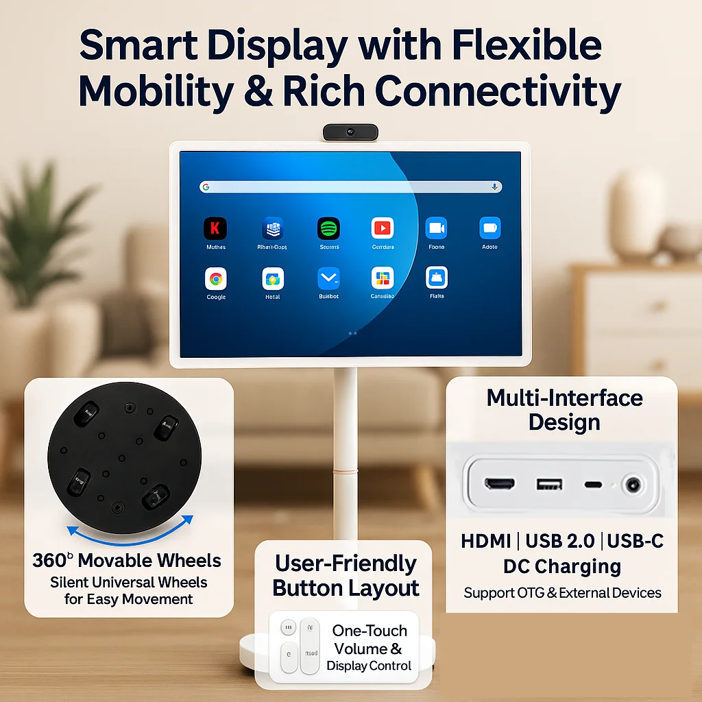Factory Direct 32 Inch Portable Smart Television Rotatable Tablet PC with Battery All-in-One Android Display for Living Room