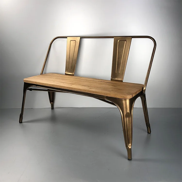 Vintage design durevole telaio in ferro seduta in legno per