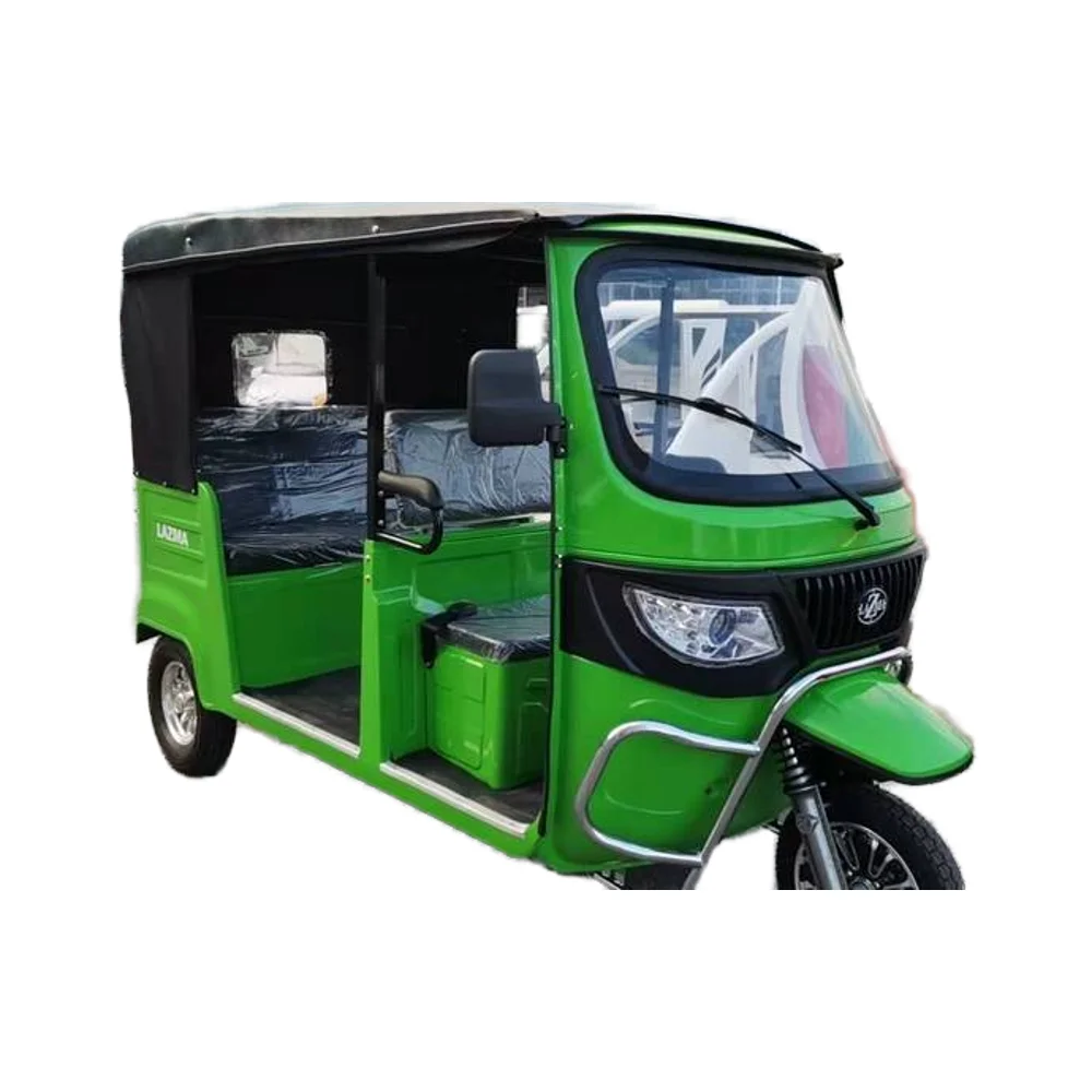 緑色の三輪車人力車 オープンボディ電動三輪オートバイ三輪車60vタクシー乗用車