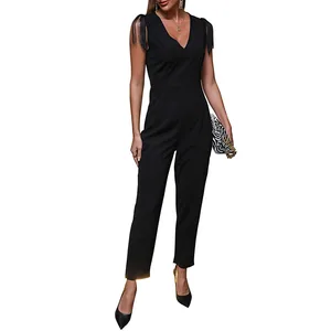 Sleeveless Jumpsuits Elegant Rompers V Neck Women One Piece Jumpsuits
