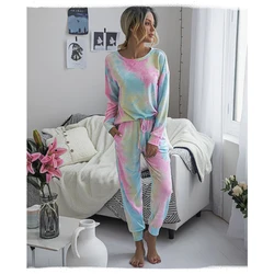 8021 2020 New Home Wear Comfortable Pajamas Set Women Sleepwear 2 piece Tie Dye Pajamas