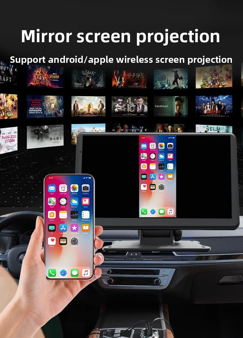 7-Inch Wireless CarPlay Adapter with Screen Mirroring MP5 Player Wired to Wireless CarPlay Navigator