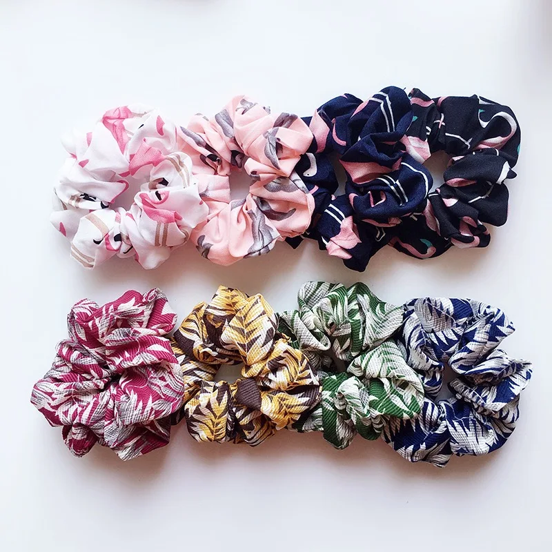 chiffon flower plant print scrunchies floral petal scrunchie women hai –