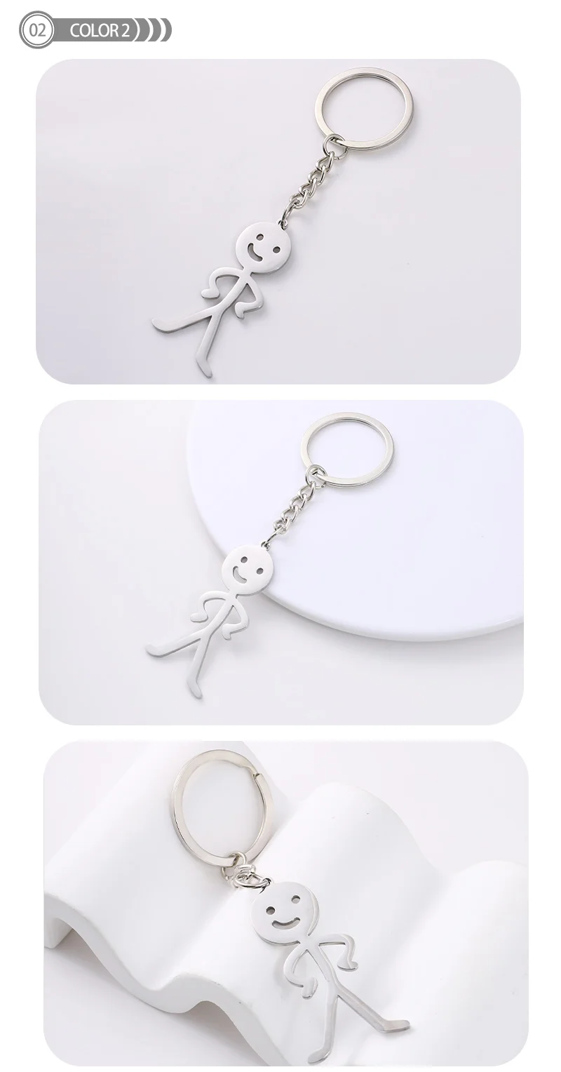 Popular Stainless Steel Funny Doodle Keychain Personalised Smile Cute