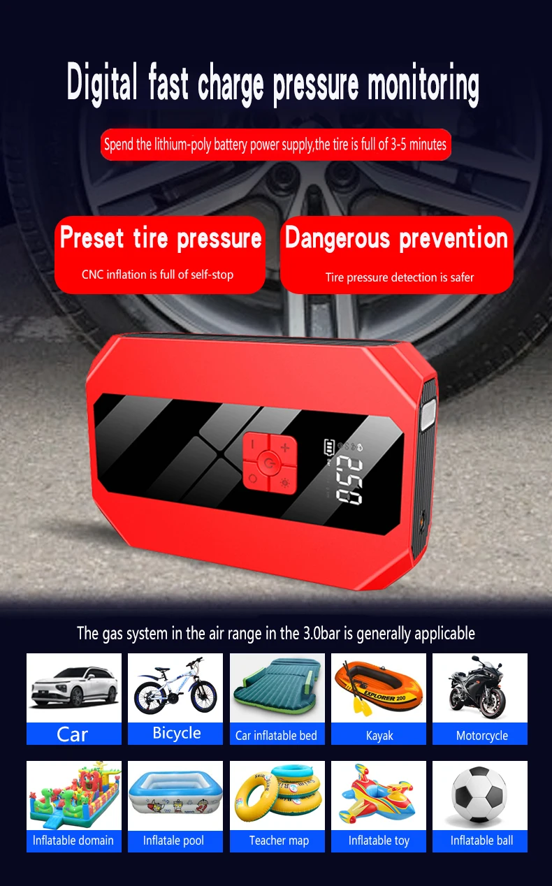 Car Emergency Start Power Supply With Air Pump 12v Car Mobile Power Supply Car Jump Starter