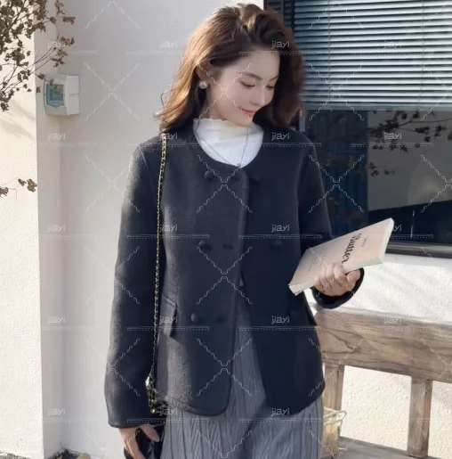 Vintage High-End Wool Coat Double-Sided Long Fall/Winter Casual Small Lapels Double-breasted Sheep Fur Decoration