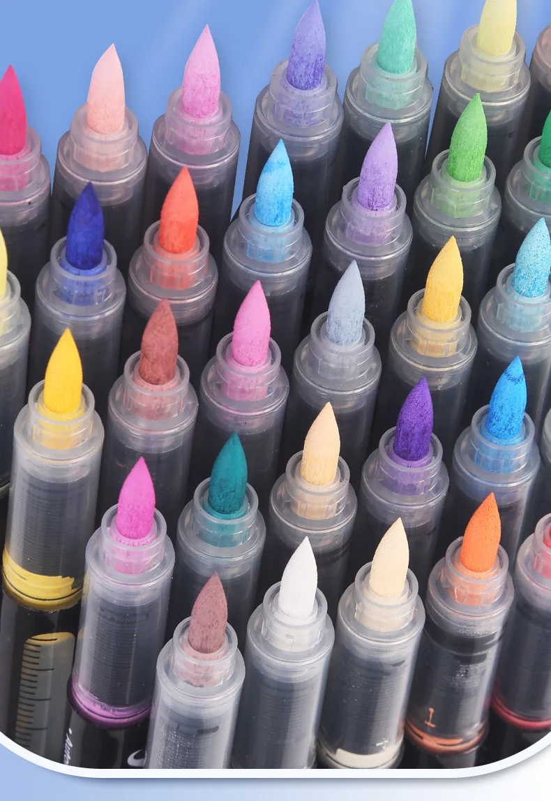 Juego de rotuladores acrílicos de 24/36/48/60 colores, grafiti artístico de tinta con colores básicos permanentes de 0,5-5mm
