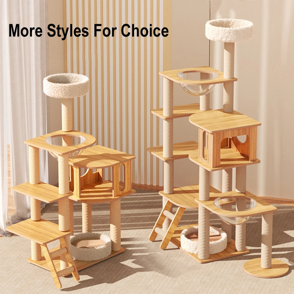 Factory Direct Hoopet Tall Large Scratching Post Wooden Cat House Tree