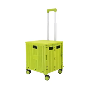 Factorly Folding Shopping Cart Storage With 4 Wheels Universal Pull Rod Portable Collapsible Shopping Trolley Carts